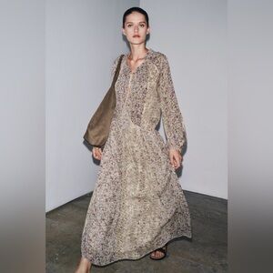 NWT Zara Woman Bloggers Fav METALLIC THREAD DRESS ZW COLLECTION Patchwork Size L